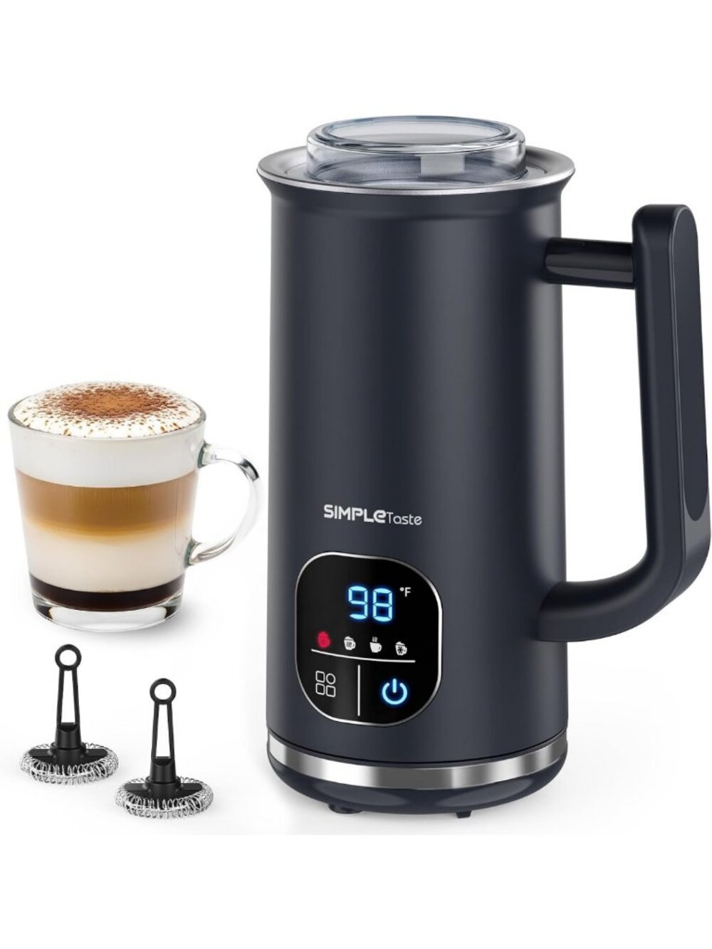 4-in-1 Electric Milk Frother & Steamer - LED Touch Screen, Warm & Cold Foam